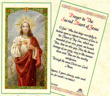Sacred Heart Laminated Prayer Card