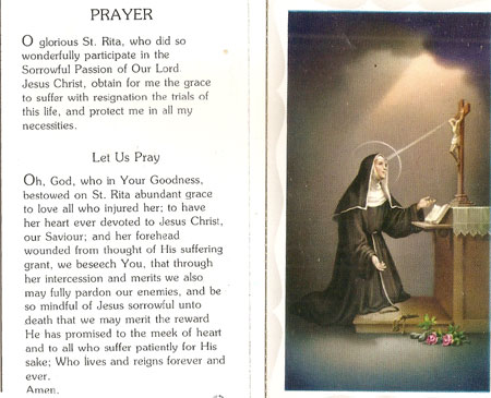 st rita prayer card