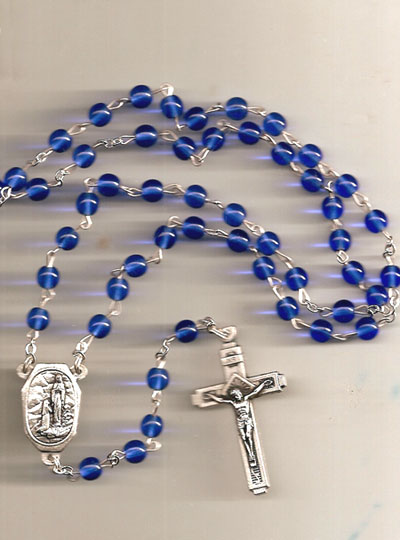 Lourdes Water Blue Bead Rosary