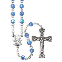 5 mm Tin Cut Crystal Beads-Sapphire Aurora Borealis Rosary