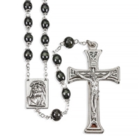 Oval Wood Beads Black Rosary