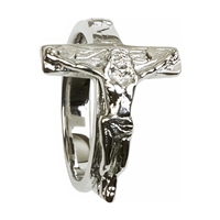 Large Sterling Silver Crucifix Ring, Size 7 - 12