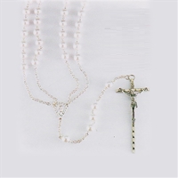 8 mm Imitation Pearl Lasso Rosary White