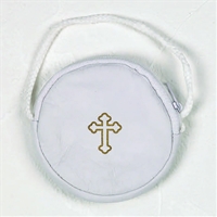 3.5-Inch White Leather Stringed Burse for Pyx