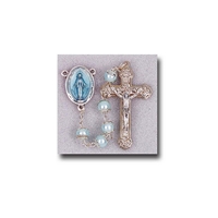 Double Capped Pearl Beads-Light Blue Rosary