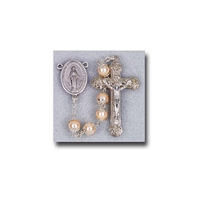 Double Capped Pearl Beads-Cream Colored Rosary