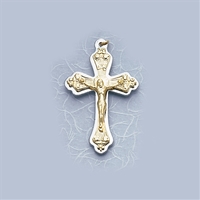 Gold on Silver Metal Crucifix - 2-Inch