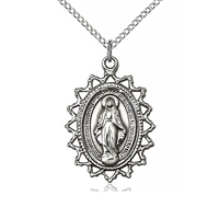 1-Inch Miraculous Sterling Silver Pendant with 18-Inch Chain