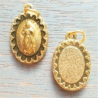 Divine Mercy Medal - Antique Gold Tone Deluxe Medal