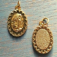 Our Lady of Lourdes Medal - Antique Gold Tone Deluxe Medal