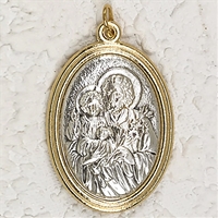 St. Joseph Gold and Silver Toned 1.5-Inch Oval Medal