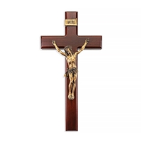 12-Inch Dark Cherry and Gold Crucifix