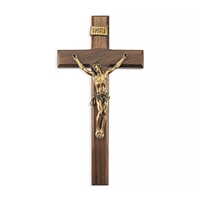 Walnut and Museum Gold Crucifix - 12-Inch