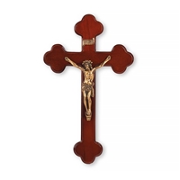 10-Inch Dark Cherry and Gold Wall Crucifix