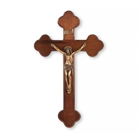 Latin Style Walnut and Museum Gold Crucifix