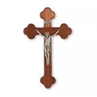 10-Inch Walnut and Pewter Wall Crucifix