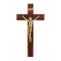 Dark Cherry Crucifix with Gold Corpus - 12-Inch