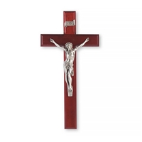 Dark Cherry and Pewter Crucifix Upright