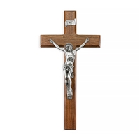 Walnut and Genuine Pewter Crucifix