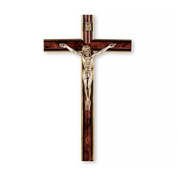 Rounded Burl and Antique Silver Crucifix