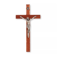 Italian Walnut and Antique Silver Crucifix