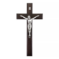 12-Inch Italian Walnut and Antique Silver Crucifix