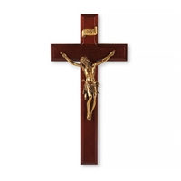 Dark Cherry and Gold Crucifix Lying