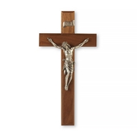 Walnut and Genuine Pewter Crucifix