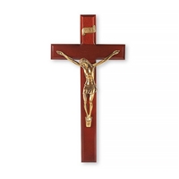 Dark Cherry and Gold Crucifix Bowed