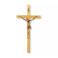 12-Inch Slim Oak & Museum Gold Crucifix