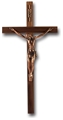 Walnut and Antique Copper Crucifix - 13-Inch