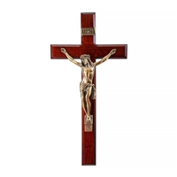 13-Inch Dark Cherry and Gold Crucifix