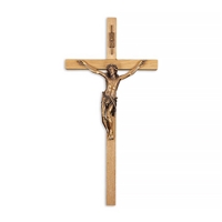 11-Inch Thick Oak & Museum Gold Crucifix