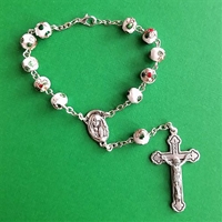 White Cloisonne Auto Rosary