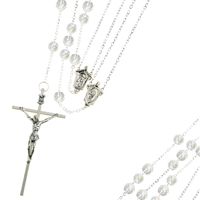 Aurora Borealis Crystal Wedding Lasso Rosary - Silver