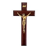 Dark Cherry and Gold Crucifix Right Facing