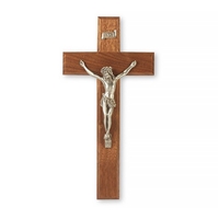 Walnut and Genuine Pewter Crucifix