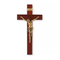 Dark Cherry and Gold Crucifix Leaning