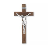 Walnut and Genuine Pewter Crucifix