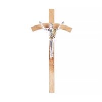 Oak and Antique Silver Giglio Crucifix