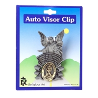 St. Christopher and Guardian Angel Car Visor Clip