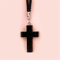 Black Wood Cross Pendant on Nylon Cord