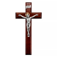 Dark Cherry and Silver Crucifix Medium