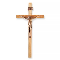 11-Inch Slim Oak & Museum Gold Crucifix