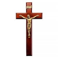 11-Inch Dark Cherry and Gold Crucifix