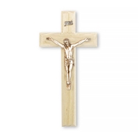 11-Inch Oak & Museum Gold Giglio Crucifix