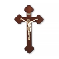 Dark Cherry and Gold Budded Crucifix