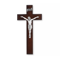 Walnut and Antique Pewter Crucifix