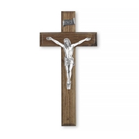 Walnut and Antique Pewter Crucifix