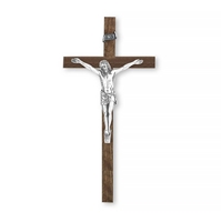 Walnut and Antique Pewter Crucifix